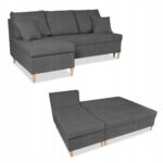 Narożnik Wigo rozkładany z funkcją spania Family Meble welur szary