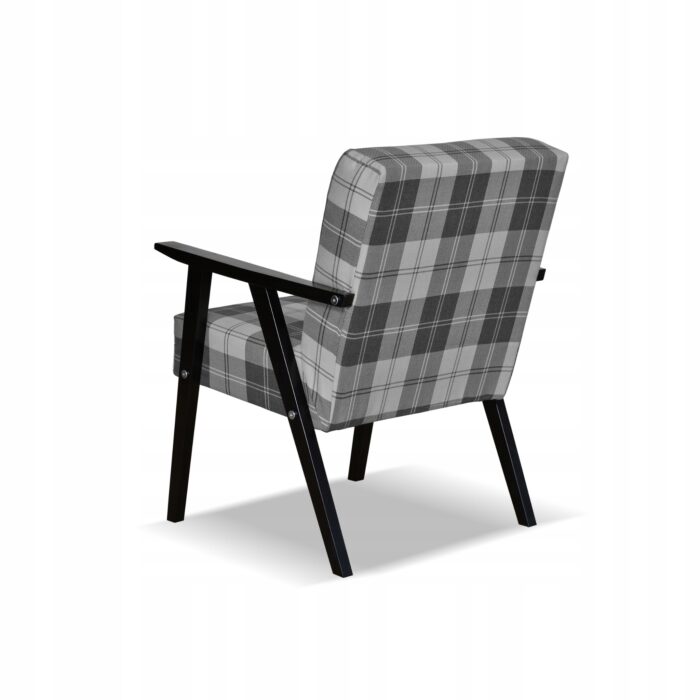 Fotel w stylu PRL retro vintage SOLER Family Meble krata szara - obrazek 9