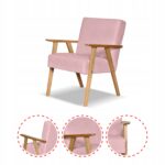Fotel w stylu PRL retro vintage SOLER Family Meble różowy welur Hunter - obrazek 5