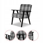 Fotel w stylu PRL retro vintage SOLER Family Meble krata szara - obrazek 5