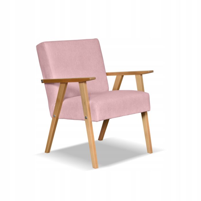 Fotel w stylu PRL retro vintage SOLER Family Meble różowy welur Hunter - obrazek 8