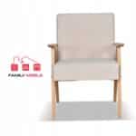 Fotel w stylu PRL retro vintage SOLER Family Meble beżowy welur Hunter - obrazek 3