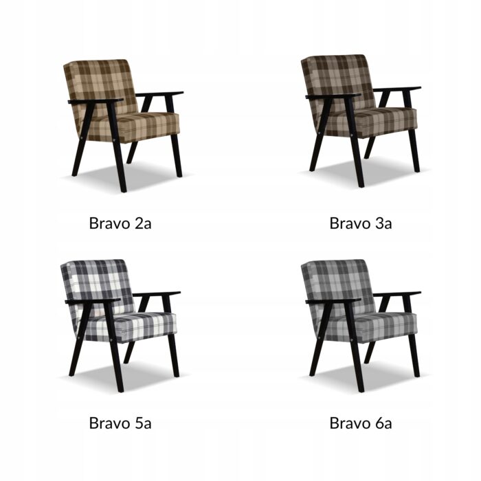 Fotel w stylu PRL retro vintage SOLER Family Meble krata szara - obrazek 11