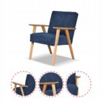 Fotel w stylu PRL retro vintage SOLER Family Meble granatowy sztruks Anafi - obrazek 6