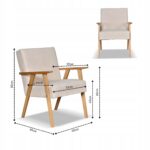 Fotel w stylu PRL retro vintage SOLER Family Meble beżowy welur Hunter - obrazek 6