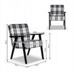 Fotel w stylu PRL retro vintage SOLER Family Meble krata granatowo - biała - obrazek 6