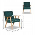 Fotel w stylu PRL retro vintage SOLER Family Meble zielony sztruks Anafi - obrazek 7