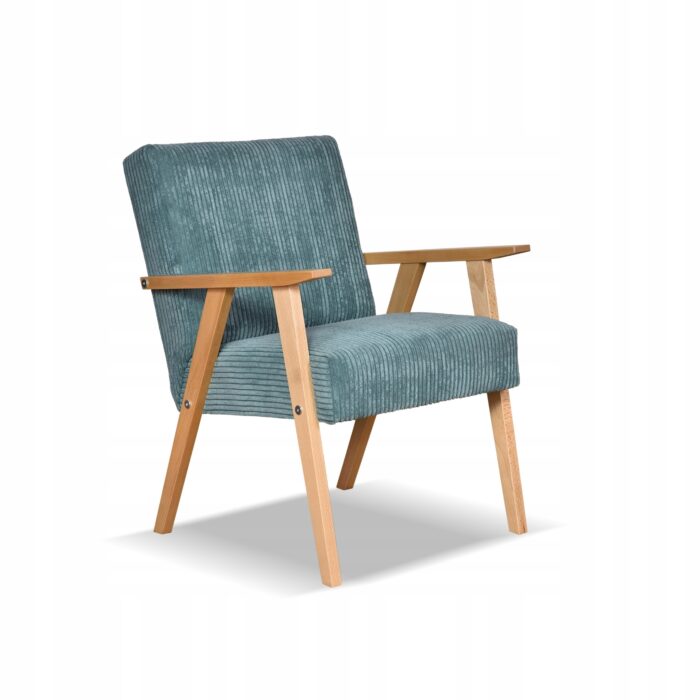Fotel w stylu PRL retro vintage SOLER Family Meble miętowy sztruks Anafi - DOSTĘPNY OD RĘKI - obrazek 7