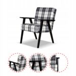 Fotel w stylu PRL retro vintage SOLER Family Meble krata granatowo - biała - obrazek 5
