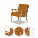 Fotel w stylu PRL retro vintage SOLER Family Meble musztardowy welur Hunter - obrazek 5