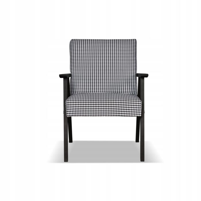 Fotel w stylu PRL retro vintage SOLER Family Meble Pepitka czarno - biała - obrazek 7