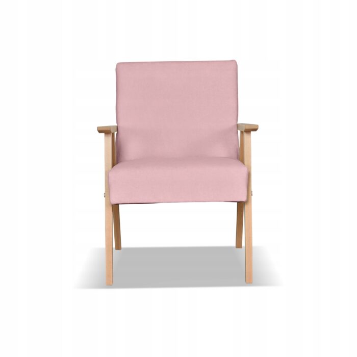 Fotel w stylu PRL retro vintage SOLER Family Meble różowy welur Hunter - obrazek 7