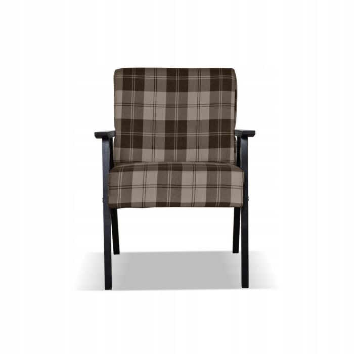 Fotel w stylu PRL retro vintage SOLER Family Meble krata brązowa - obrazek 7