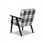Fotel w stylu PRL retro vintage SOLER Family Meble krata granatowo - biała - obrazek 9