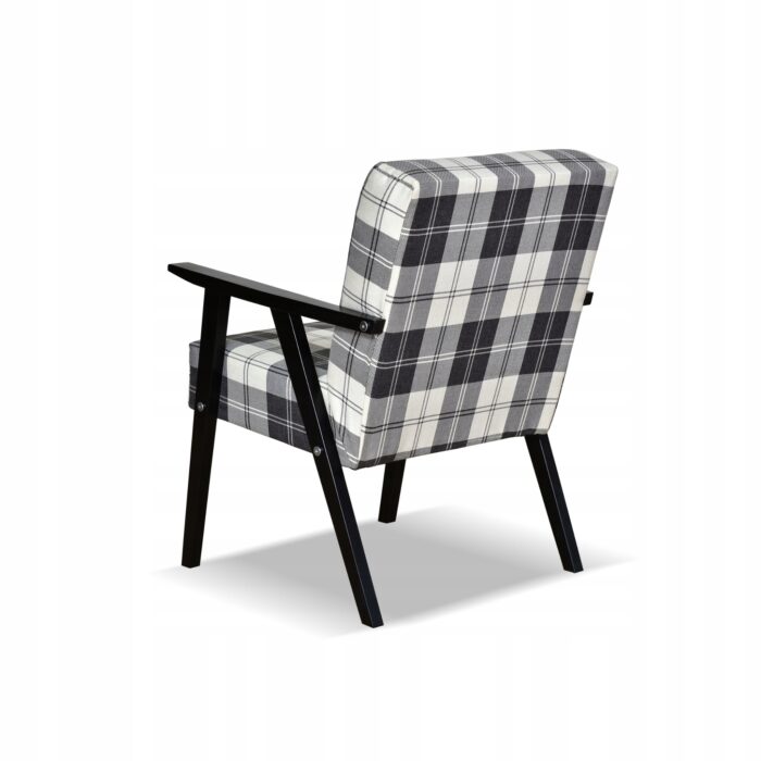 Fotel w stylu PRL retro vintage SOLER Family Meble krata granatowo - biała - obrazek 9