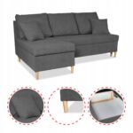 Narożnik Wigo rozkładany z funkcją spania Family Meble welur szary - obrazek 3