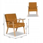 Fotel w stylu PRL retro vintage SOLER Family Meble musztardowy welur Hunter - obrazek 6