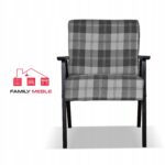 Fotel w stylu PRL retro vintage SOLER Family Meble krata szara - obrazek 3