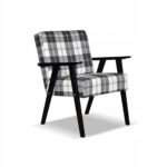 Fotel w stylu PRL retro vintage SOLER Family Meble krata granatowo - biała - obrazek 8