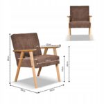 Fotel w stylu PRL retro vintage SOLER Family Meble brązowy sztruks Anafi - obrazek 7