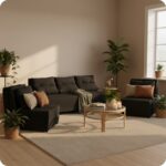 Zestaw KIMO funkcja spania sofa fotele Family Meble czarny Twisster sztruks