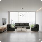 Zestaw KIMO funkcja spania sofa fotele Family Meble c. szary Ramona welur