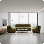 Zestaw KIMO funkcja spania sofa fotele Family Meble brązowy Ramona welur