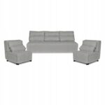Zestaw KIMO funkcja spania sofa fotele Family Meble j. szary Hunter welur - obrazek 2
