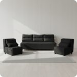 Zestaw KIMO funkcja spania sofa fotele Family Meble czarny Hunter welur