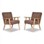 Fotel PRL zestaw retro vintage SOLER Family Meble brązowy sztruks Anafi