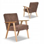 Fotel PRL zestaw retro vintage SOLER Family Meble brązowy sztruks Anafi - obrazek 2