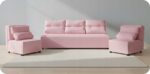 Zestaw KIMO funkcja spania sofa fotele Family Meble różowy Hunter welur - obrazek 13