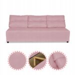 Zestaw KIMO funkcja spania sofa fotele Family Meble różowy Hunter welur - obrazek 5