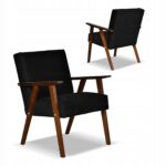 Fotel PRL zestaw retro vintage SOLER Family Meble czarny welur Angel - obrazek 2