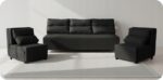 Zestaw KIMO funkcja spania sofa fotele Family Meble czarny Hunter welur - obrazek 14