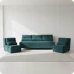 Zestaw KIMO funkcja spania sofa fotele Family Meble zielony Anafi sztruks