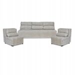 Zestaw KIMO funkcja spania sofa fotele Family Meble j. szary Ramona welur - obrazek 2