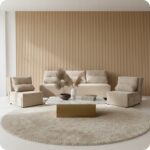 Zestaw KIMO funkcja spania sofa fotele Family Meble beżowy Anafi sztruks