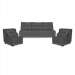 Zestaw KIMO funkcja spania sofa fotele Family Meble c. szary Hunter welur - obrazek 2