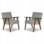 Fotel PRL zestaw retro vintage SOLER Family Meble ciemny szary welur Angel