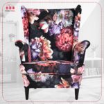 Fotel uszak skandynawski kwiaty Ari Print Family Meble - DOSTĘPNY OD RĘKI