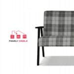 Sofa w stylu PRL retro vintage SOLER Family Meble krata szara - obrazek 4
