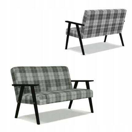 Sofa w stylu PRL retro vintage SOLER Family Meble krata szara