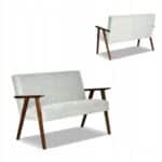 Sofa w stylu PRL retro vintage SOLER Family Meble szary welur Angel