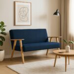 Sofa w stylu PRL retro vintage SOLER Family Meble granatowy welur Hunter - obrazek 2