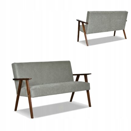Sofa w stylu PRL retro vintage SOLER Family Meble ciemny szary welur Angel