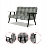 Sofa w stylu PRL retro vintage SOLER Family Meble krata szara - obrazek 5