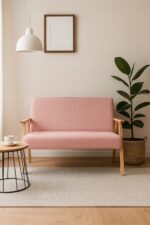 Sofa w stylu PRL retro vintage SOLER Family Meble różowy welur Hunter - obrazek 2
