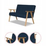 Sofa w stylu PRL retro vintage SOLER Family Meble granatowy welur Hunter - obrazek 5