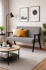 Sofa w stylu PRL retro vintage SOLER Family Meble pepitka czarno biała - obrazek 2